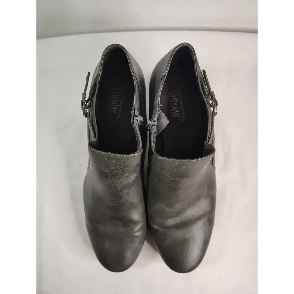 Croft & Barrow Ortholite Gray Ankle Bootie Heeled Comfort Shoes Women’s 10M Zip